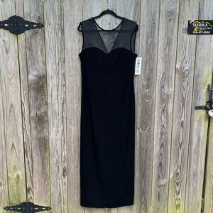 ROBBIE BEE Black Velvet Sheer Sparkles Long Gown Maxi Dress Women’s 16 NWT NEW